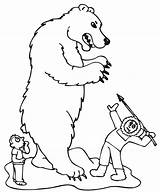 Bear Coloring Eskimo Hunting Polar Hunter Killing Pages Animal sketch template