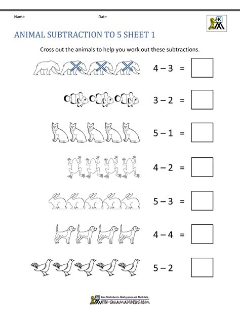 kindergarten subtraction worksheets  printable kindergarten worksheets