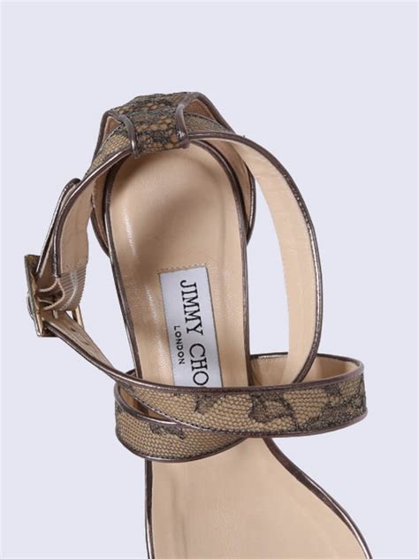 jimmy choo chiara lace low heel sandals bronze 38
