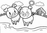 Cerdos Coloring4free Farm sketch template