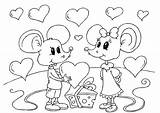 Coloring Valentine Mice Large sketch template