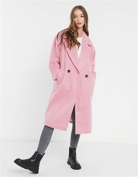asos design ruimvallende oversized jas  roze asos