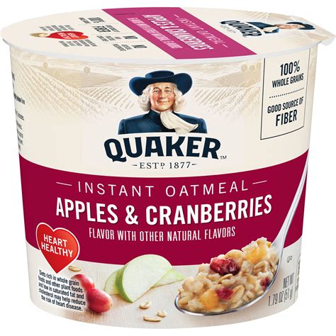 quaker instant oatmeal apples cranberries  oz cup walmartcom walmartcom
