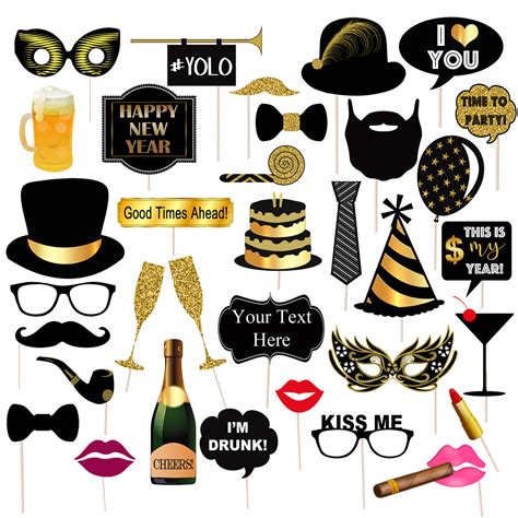 editable  years party props printable photo booth props instant
