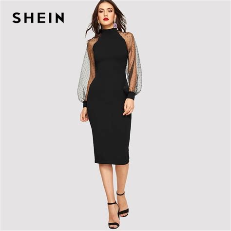 Buy Shein Party Black Pencil Bodycon Dress With