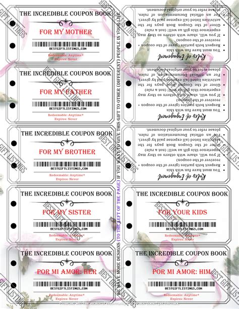 Printable Coupon Book For Her Instant Download Printable Pdf Etsy