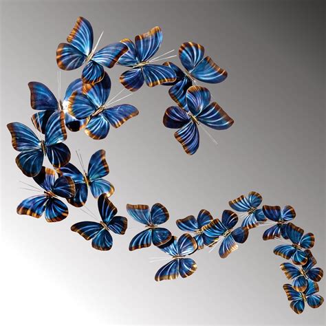 blue butterflies  flight indoor outdoor metal wall sculpture metal