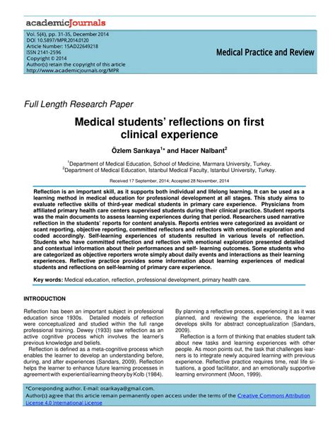 medical students reflections   clinical experience