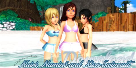 Kairi Namine And Xion Swimsuit Dl By Kingdom Hearts