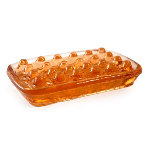 tufted solid glass soap dish handmade cast glass