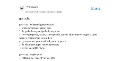 geslacht de betekenis volgens nederlandstalige wikiwoordenboek