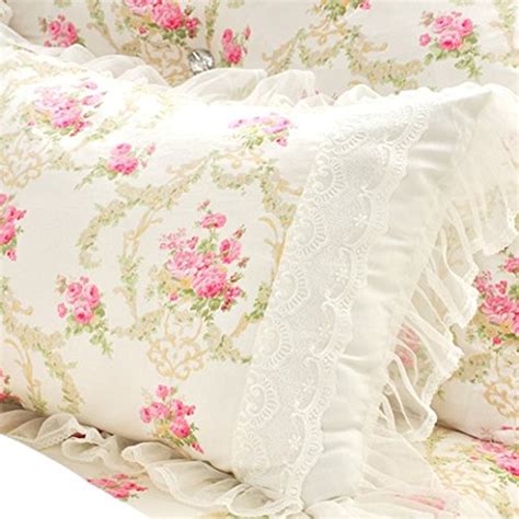 Lelva Girls Bedding Set Lace Ruffle Duvet Cover Princess
