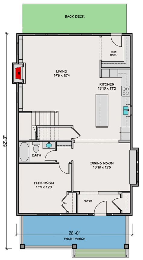 plan ph rectangular house plan  flex room  main  upstairs laundry house plans