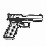 Glock Clipart Vector Gun Pistol Clip Illustrations Vintage Illustration Concept Clipground Stock sketch template