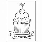 Card Birthday Coloring Folding Cards Color Template Print Cute Pages Greeting Templates Cupcake sketch template