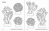 Printable Corals Coral Coloring Pages Templates Reef Ocean Sea Firstpalette Animals Diorama Printables Craft Felt Habitat Brain sketch template