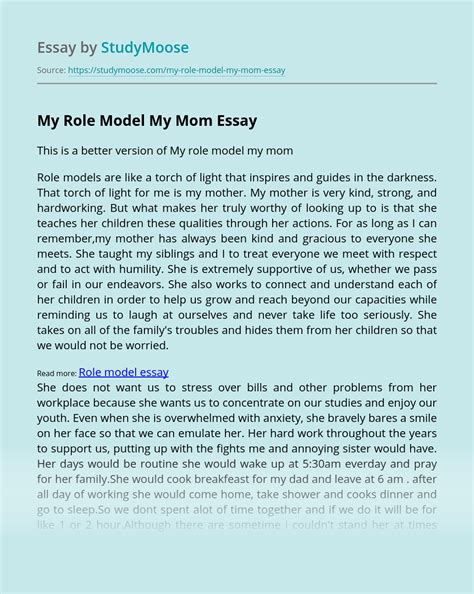 my role model my mom free essay example