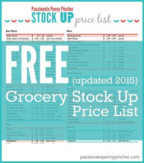 grocery stock  price list updated september  passionate penny pincher