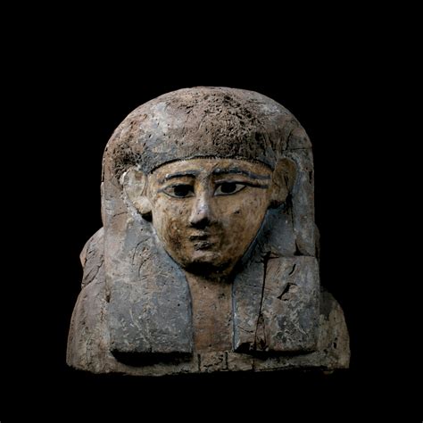 original egyptian monumental upper sarcophagus lid in polychrome wood