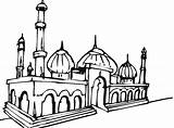 Masjid Mewarnai Mosque Nabawi Bagus Putih Islami Marimewarnai Paud Pemandangan Kumpulan Sketsa Mesjid Tk Animasi Kubah Abu Menggambar Taj Menara sketch template