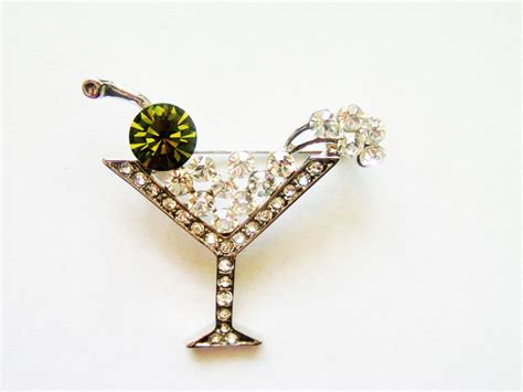 Vintage Cocktail Jewelry Cocktail Brooch Pin Martini Etsy