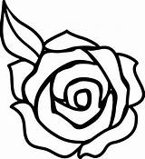 Rose Line Clip Colorable Outline Flower Clipart Drawing Simple Roses Flowers Drawings Lineart Easy Single Beautiful Sweetclipart sketch template