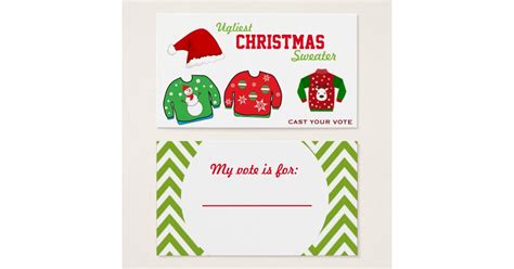 ugly sweater christmas party voting ballot business card zazzle