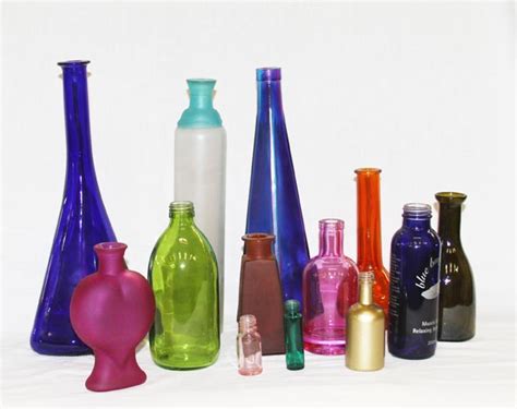 Colored Glass Bottles In Glass For Food And Aromatherapy Use
