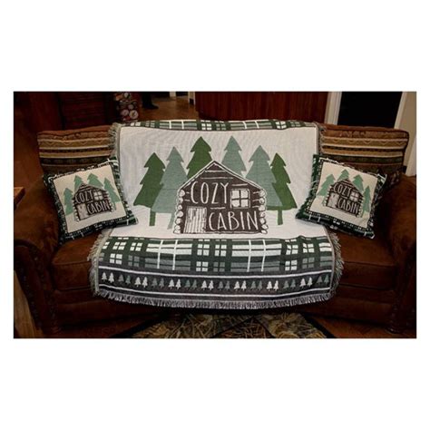 cozy log cabin tapestry throw blanket  buffalo trader