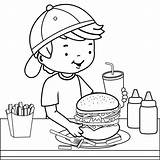 Eating Hamburger Crisps Illustrations sketch template