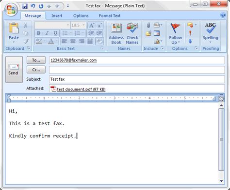 send fax  email outlook email