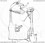 Leaning Worker Shovel Outline Coloring Illustration Mp3 Listening Royalty Music Djart Clip Vector Clipart sketch template