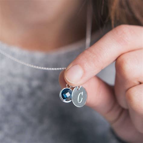 personalised initial birthstone necklace initial birthstone necklace