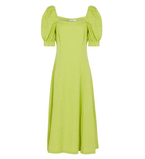 kaylani midi lime collared dress short sleeves finery london