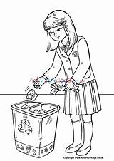 Bin Litter Throw Colouring Coloring Pages Village Activity Explore sketch template