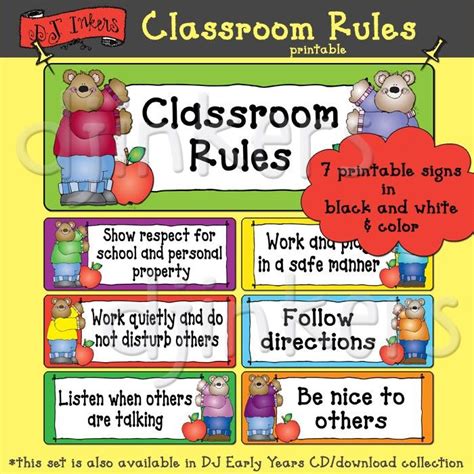 classroom rules printable class rules classroom decorations