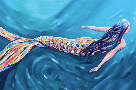 mermaid art print mermaid decor kauai artist underwater etsy