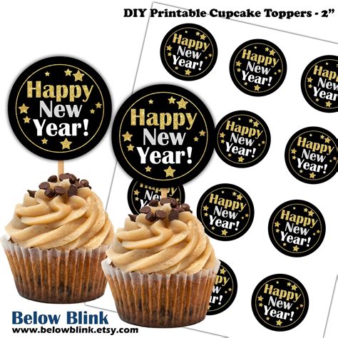 happy  year cupcake toppers printable cupcake toppers  etsy canada