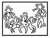 Keith Haring Coloring Kids Pages Children sketch template