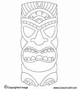 Tiki Mask Coloring Pages Hawaiian Masks Printable Template Head Luau Drawing Kids Party Crafts Print Statue Draw Faces Color Hawaiano sketch template