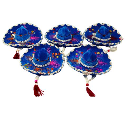 Authentic Blue Mini Sombreros Mexican Decorative Hats Cinco De Mayo