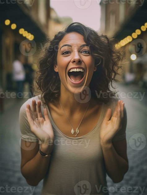 attractive woman with short fair hair being very glad smiling with