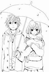Cute School Couples Coloring Anime Printable Teenage sketch template