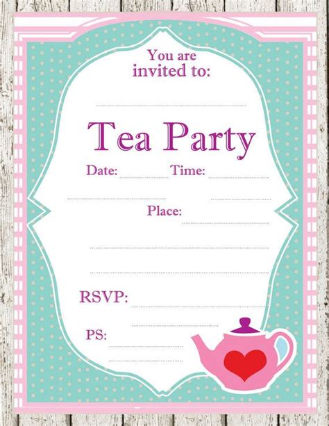 tea party printable invitations parties pinterest