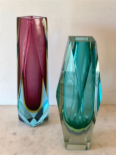 Murano Sommerso Art Glass Vases C 1960 European Antiques