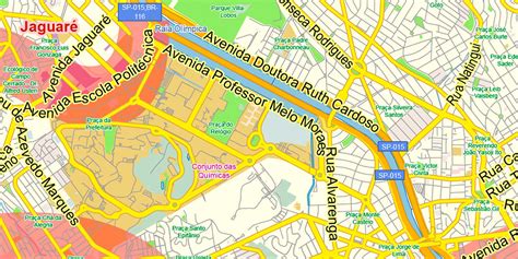 Sao Paulo San Paulo Brazil Map Vector Exact City Plan Low