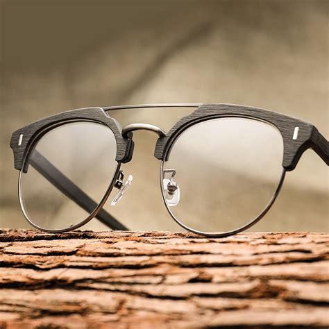 men women wooden plain galsses myopia glasses wood frame with clear