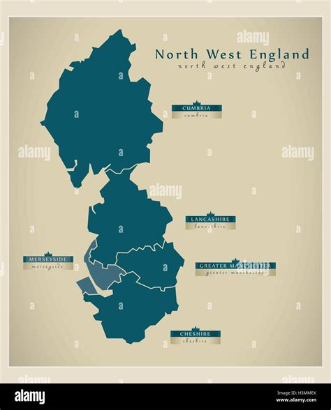 modern map north west england uk stock vector art illustration vector image  alamy