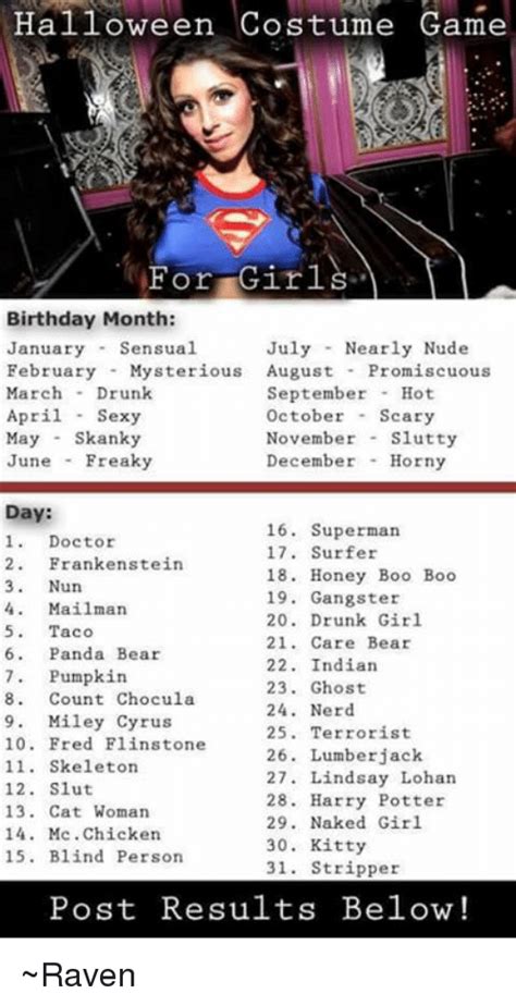 halloween costume game for girl birthday month sensual