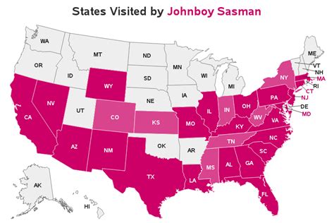 states visited  johnboy sasman